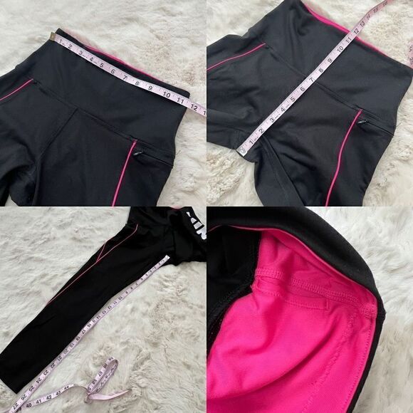 VS Pink High Rise Leggings Workout Athletic Athleisure Black Pink White Logo S - Picture 11 of 11